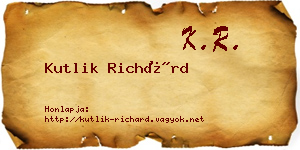 Kutlik Richárd névjegykártya